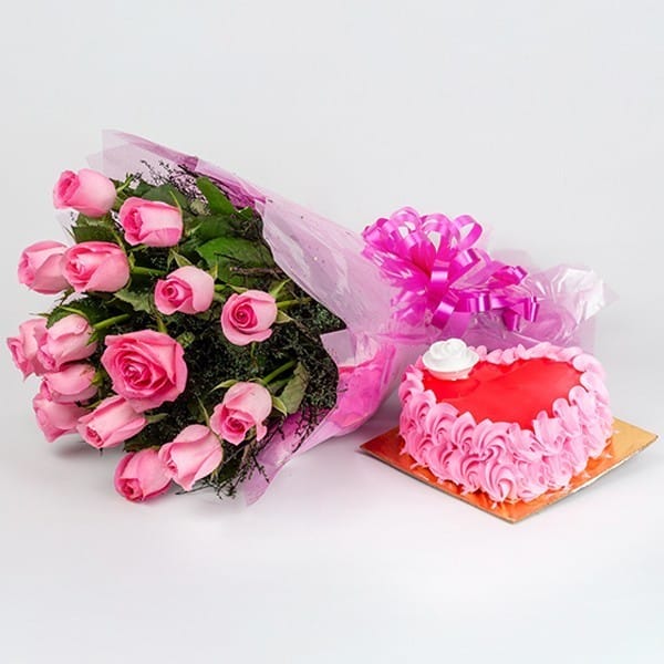 Bunch of Rose with Cake