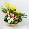 Yellow lilies & Pink Roses Basket