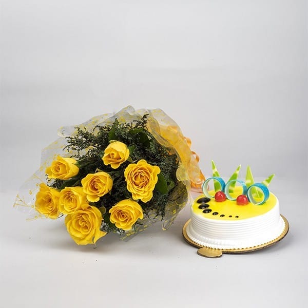 Yellow Roses & Cake
