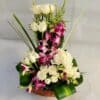 White Roses and Orchids in Basket