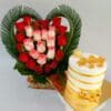 Heart Shape Flower Arrangement with Cake