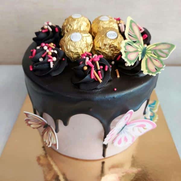 Designer Rocher Cake with Butterflies