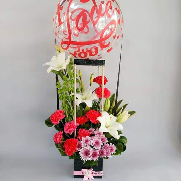 Air Ballon with Premium Mix Flower Box
