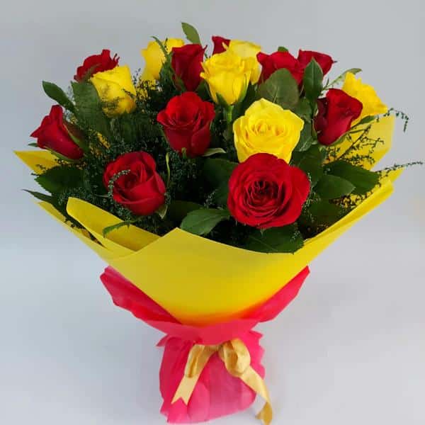 Bunch of Yellow & Red Roses