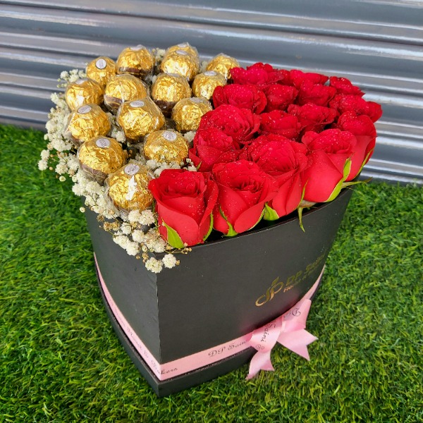 Box of Rose with Ferrero Rocher