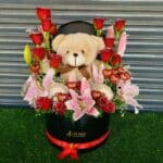 Box of Mix Flowers & Teddy