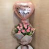 Pink Roses with Foil Balloon