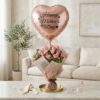 Pink Rose Bunch with Foil Balloon (HMD)