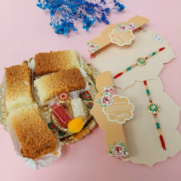 Set of Two Rakhi with Sweets