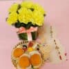 Set of Two Rakhi with Sweets & Fresh Flowers