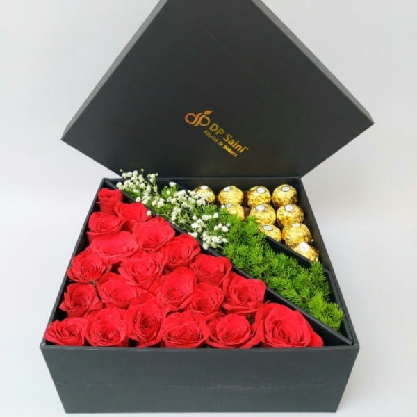 Box of Roses & Ferrero Rocher Chocolate