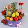 Exotic Premium Box of Fresh Fruits & Flowers