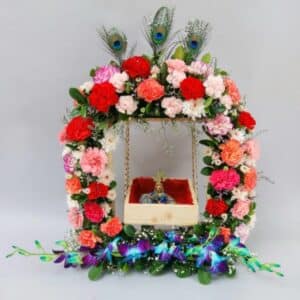 Janmashtami Fresh Flower Jhula with Kahna Ji