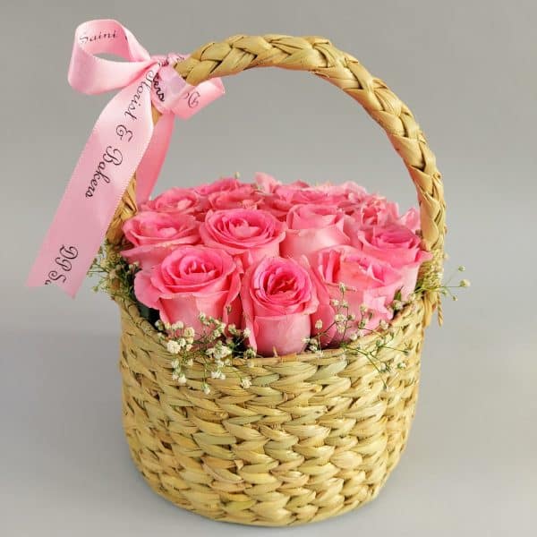 Pink Rose Jute Basket