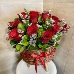 Red Rose in Jute Basket
