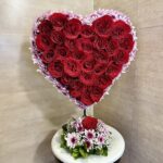 Heart Shape Arrangement of Roses & Daisy