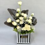 White Rose in Stripes Box