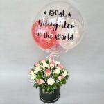 Mix Roses in Box with Air Balloon