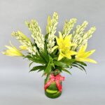 Rajnigandha & Lille Glass Vase Arrangement