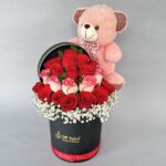 Mix Rose Box with Teddy