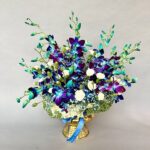 Blue Orchid in Metal Pot