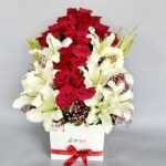 Red Roses & White Lille Box