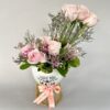 “I LOVE YOU MOM” metal base with Fresh Flowers