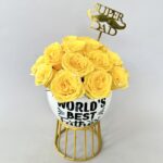 “World's Best DAD” metal base with Fresh Flowers