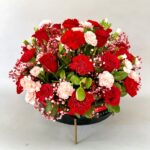 Carnation Flowers in Metal Base