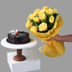 Sunny Roses With Cake Combo