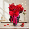 Luxury Red Roses & Cranations Bunch in Metal Stand