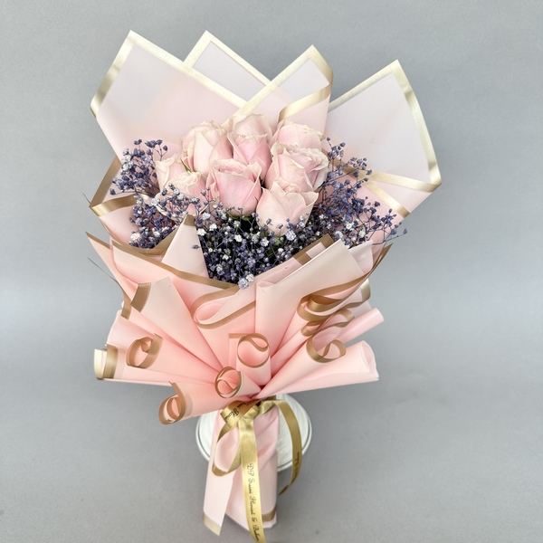 12 pink rose imported paper packing bunch