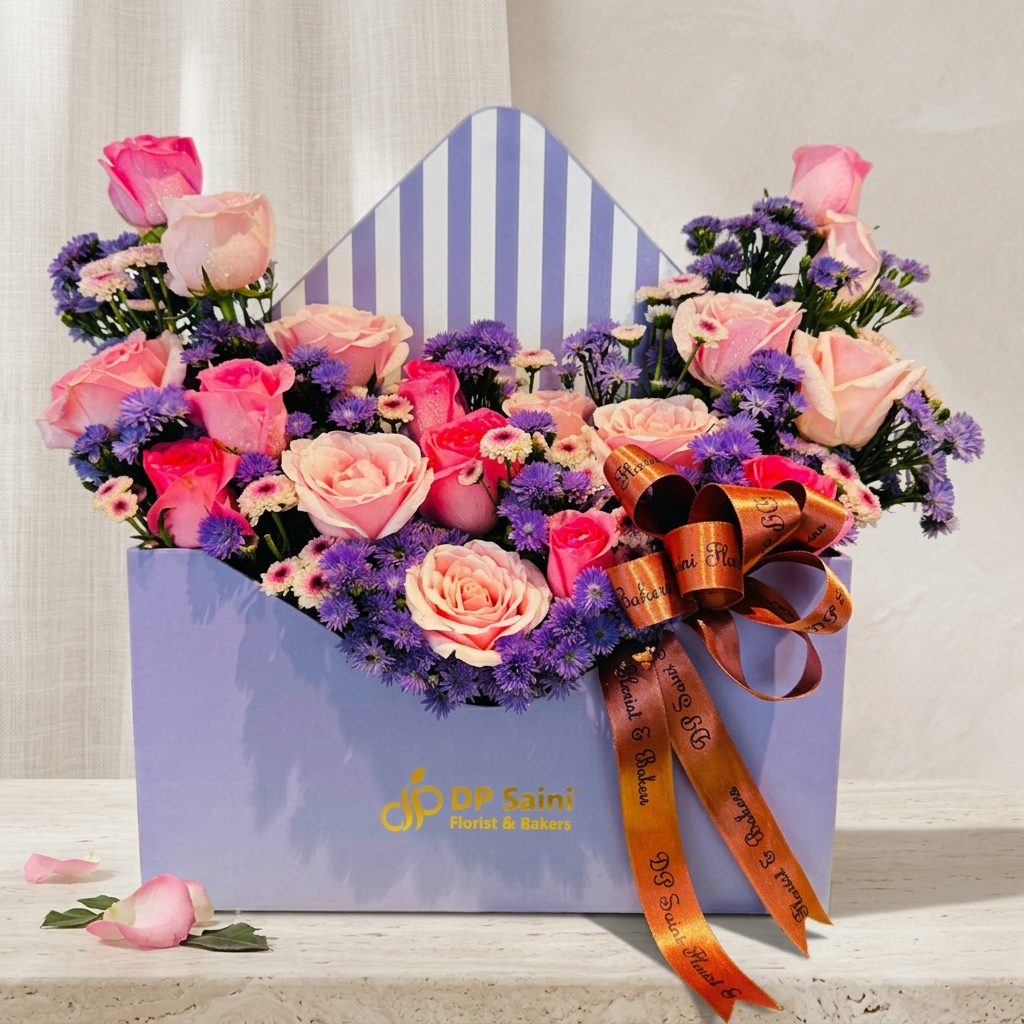 Envelope Box of Carnations & Roses