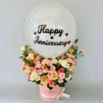 Box of Mix Roses with Air Balloon