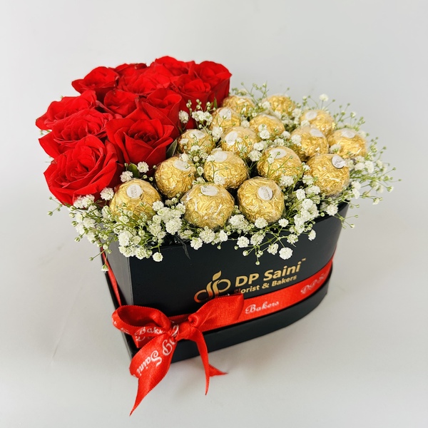 Red Roses & Ferrero Rocher in Box