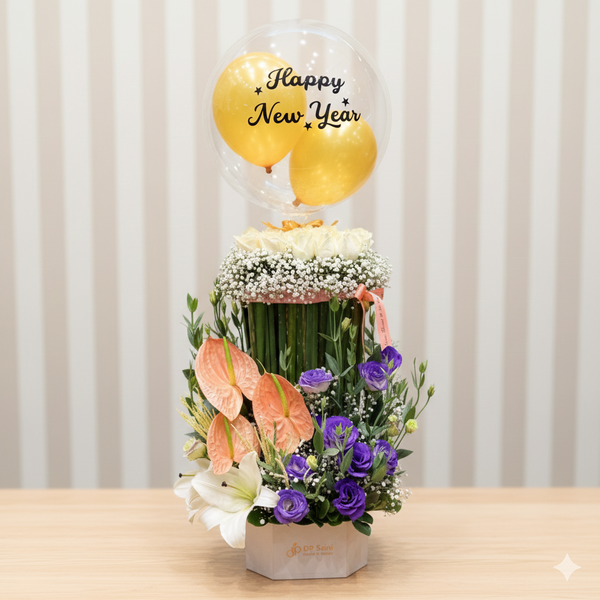 Exclusive Exotic Mix Flower Box with Air Balloon