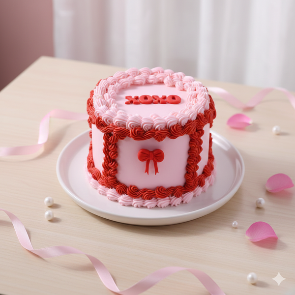 XOXO Red Bow Chocolate Cake