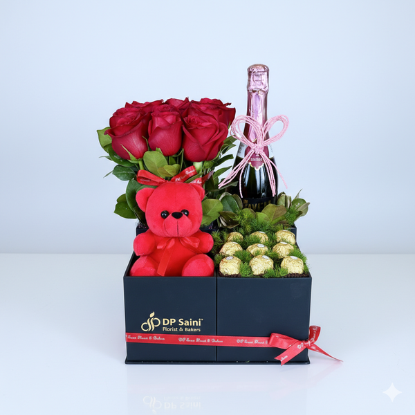 Combo of Roses , Teddy , Chocolate & Champagne Bottle