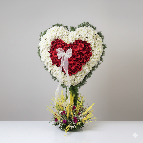 Heart Shape Arrangmenet in Metal Base