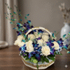 White Roses & Blue Orchid Basket