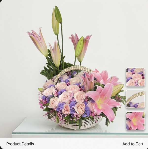 Lille & Roses in Garden Basket