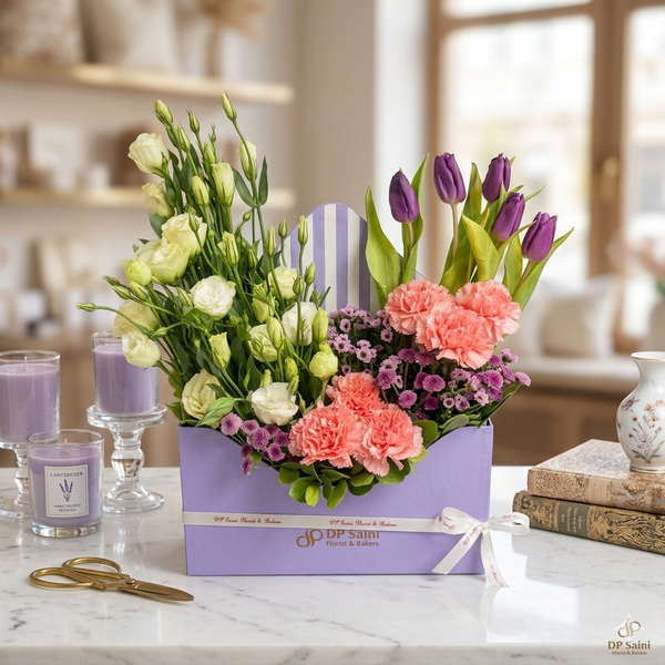 Tulips & Estoma in Envelope Box