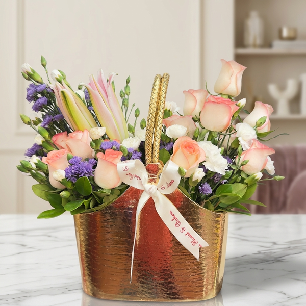 Leather Bag of Mix Flowers