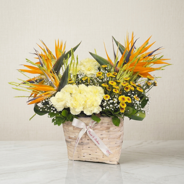 Exotic Mix Flowers in English Garden Basket