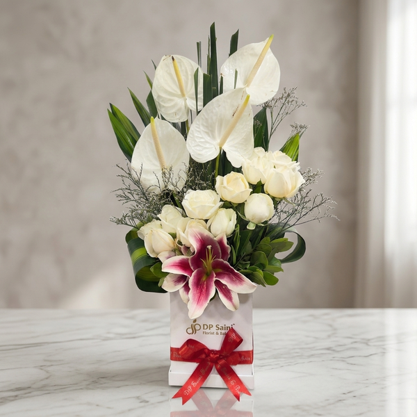 White Theme Mix Flower Box
