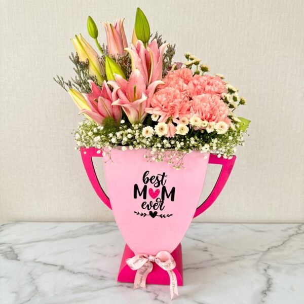 Lille & Carnation Flowers in Trophy