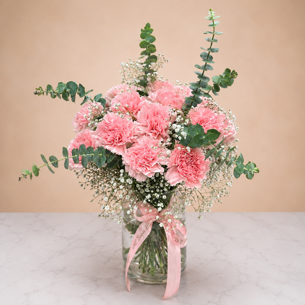 20 Pink Carnations in Vase