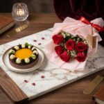 Combo of Red Roses & Choco Vanilla Mango Cake
