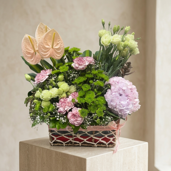 Exotic Mix Flowers in Garden Basket