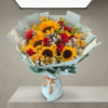 Sunflower & Roses in Bunch